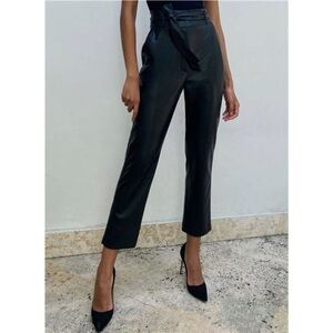 Babaton | Vegan Leather Belted Pants Black Size 2 Aritzia